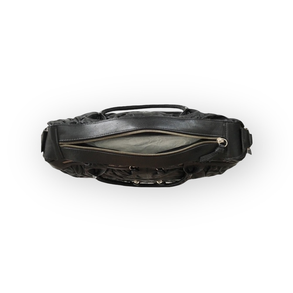 new Maria Bonita Extra ༄ Zip Pockets Leather Travel Bag ༄ Black Metallic Sheen - Picture 7 of 16
